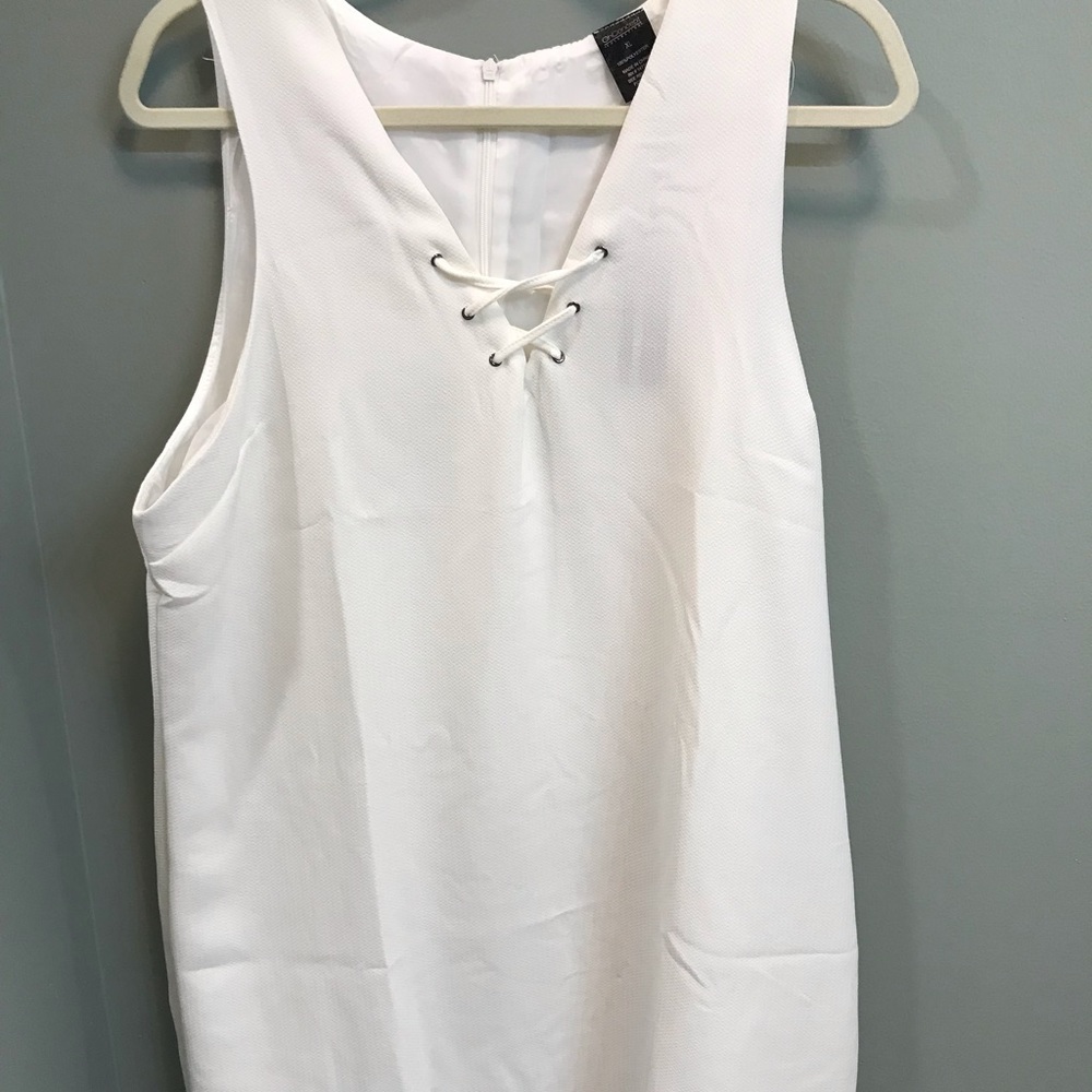 White Sleeveless Lace Up Dress